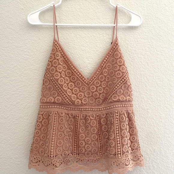 Abercrombie & Fitch Blush Pink Lace Crochet Tank - Picture 1 of 5